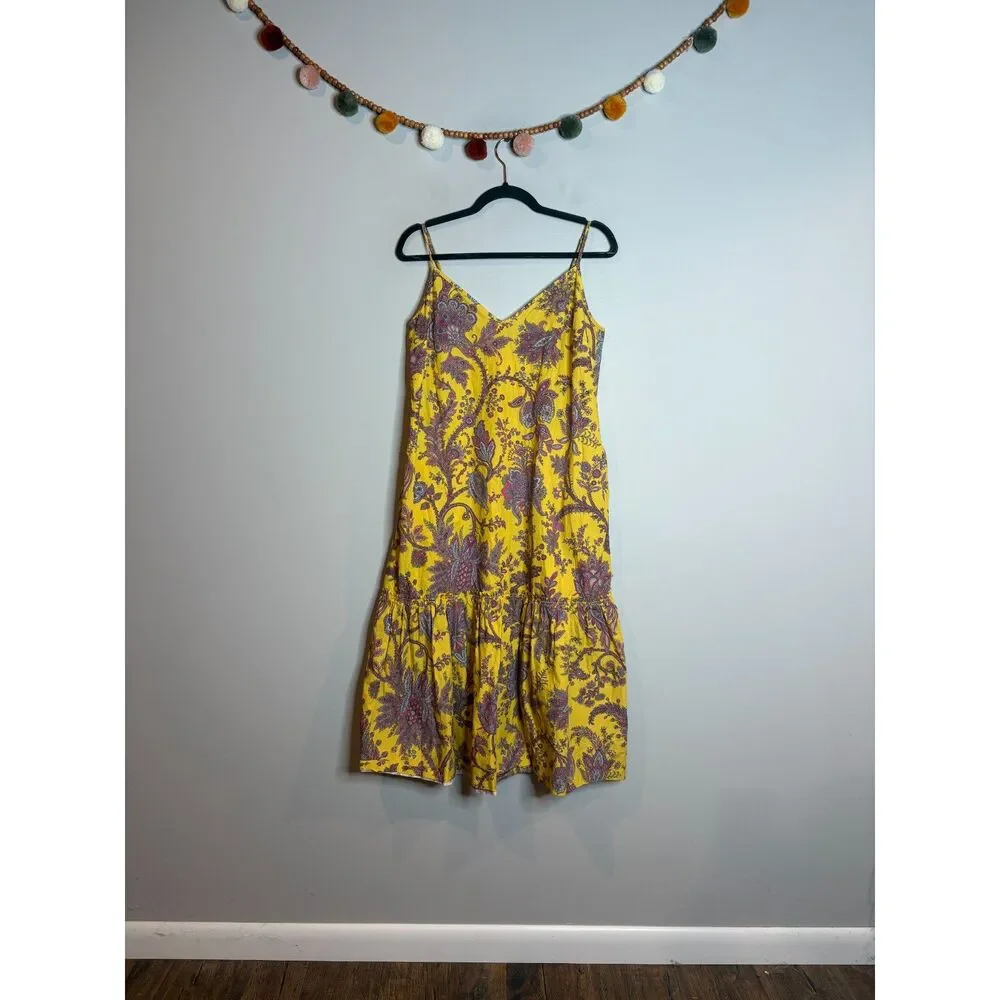 J. Crew Collection Poplin Raffi Golden Paisley tiered midi dress